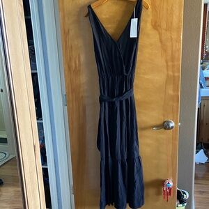 Long Black Striped Dress Lush Violet The Waist L NWT